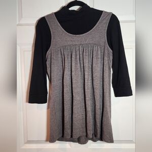 Soda Blu Gray and Black Women's Layered 3/4 Sleeve Top